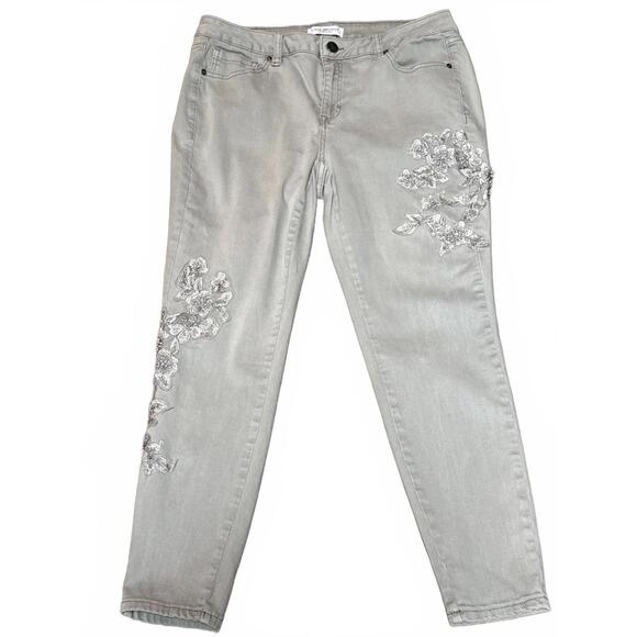 Lane Bryant Denim - Lane Bryant Gray Embroidered Skinny Jeans Size 16